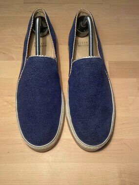 Stuart Weitzman slip-on sneakers in a blue suede, size 8 women.
